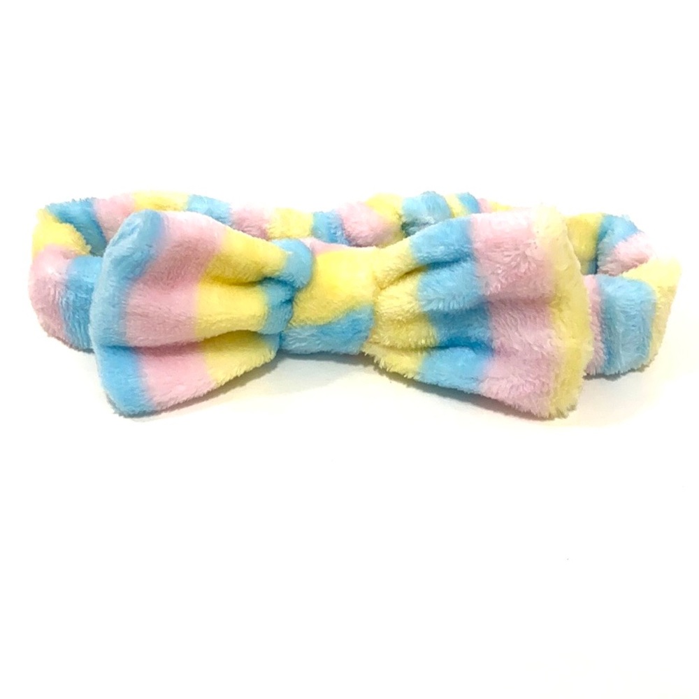 Spa Headband Striped Blue Pink Makeup Hair Band
